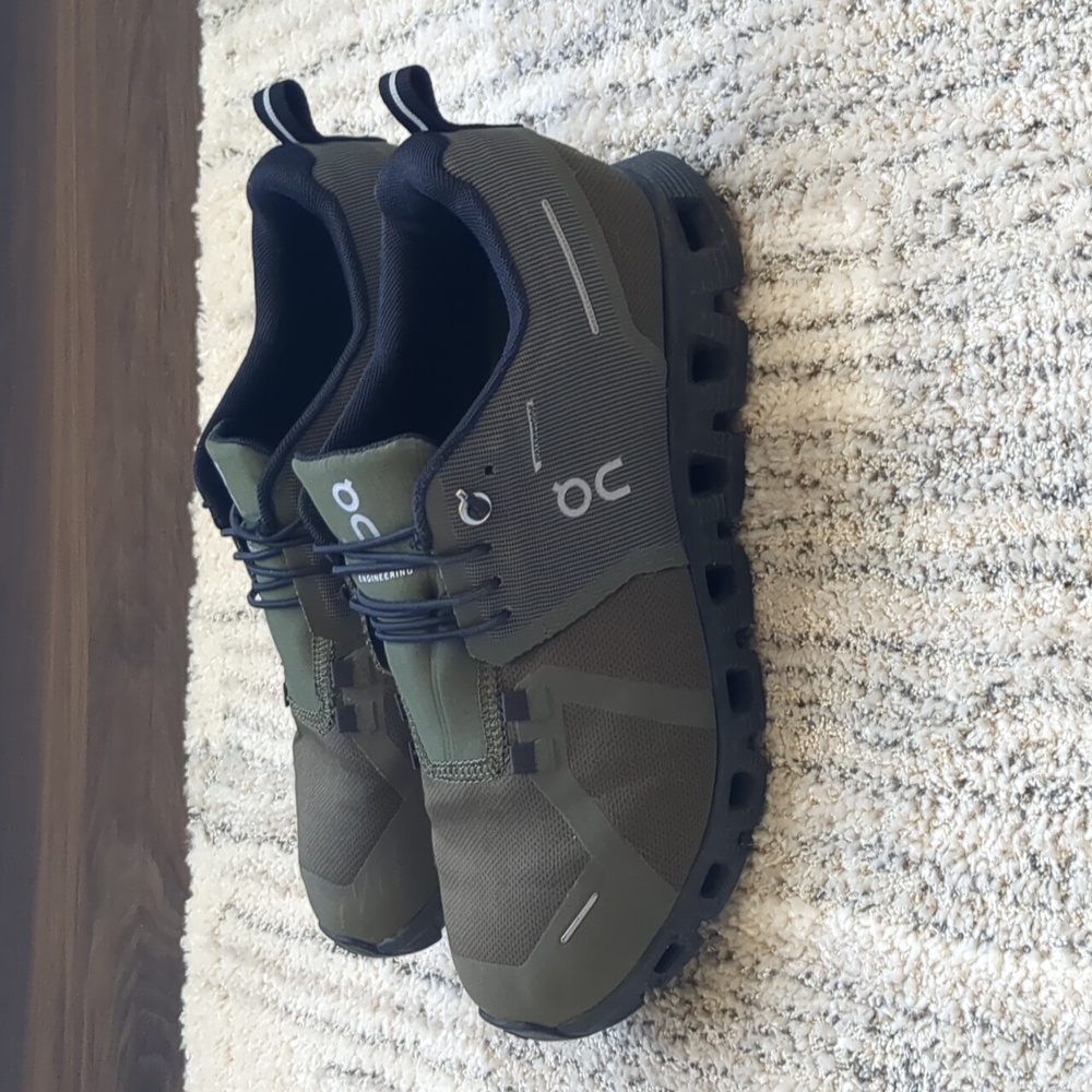On Running Women's Cloud Waterproof Olive Athletic Shoes - Picture 3 of 6